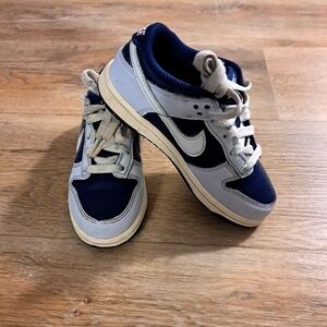 Nike Kid's Midnight Blue Gray and White Dunk Low Tops Sneakers Size 12 C